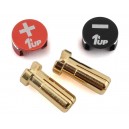 1UP Racing LowPro Bullet Plug Grips w/5mm Bullets (Black/Red) 190432
